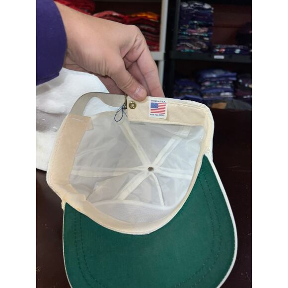 Vintage TBS Sports Hat White Checkered Yellowed Cap Headwear 90s 1990s - Picture 7 of 7